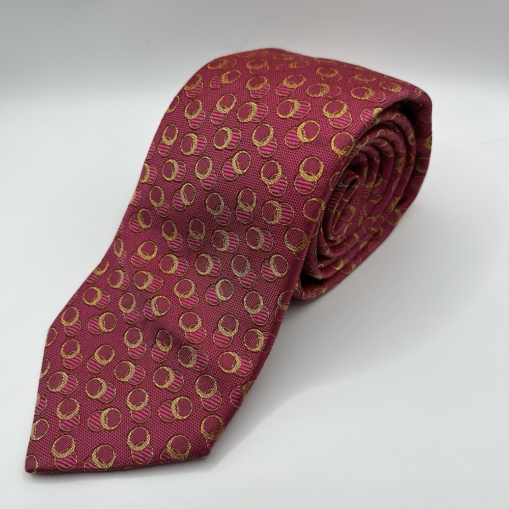 HOLLAND & SHERRY LONDON Pink Patterned Silk Neck Tie